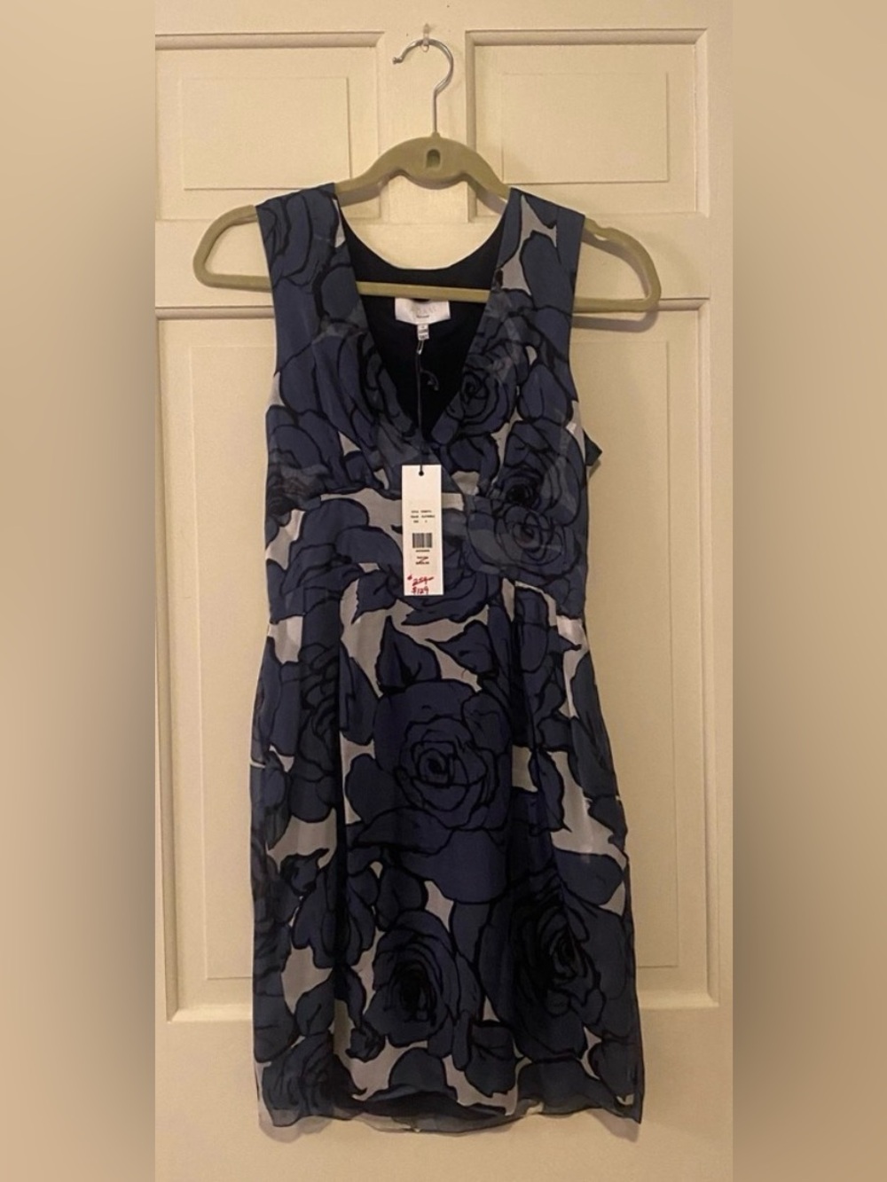 NWT Adam by Adam Lippes Blue White Floral Sleeveless Dress Size 4
